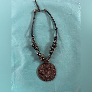 Chicos bronze tone medallion pendant necklace